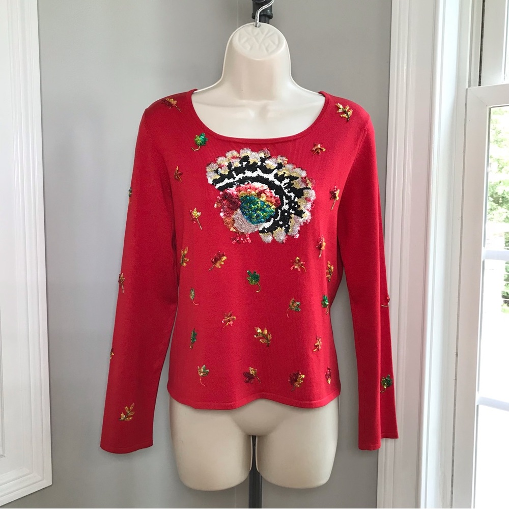 Michael Simon Fall Thanksgiving Pullover Sweater Silk Blend ~ Women’s Small